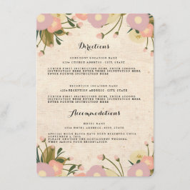 Tarjeta De Recepción Direcciones de Boda Floral Acuarela Rústico Chic