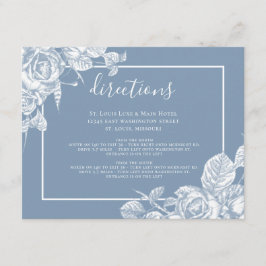 Tarjeta De Recepción Direcciones de Boda Floral Azul Polvoriento