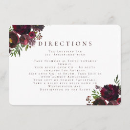 Tarjeta De Recepción Direcciones de Boda floral de color rojo borgoña
