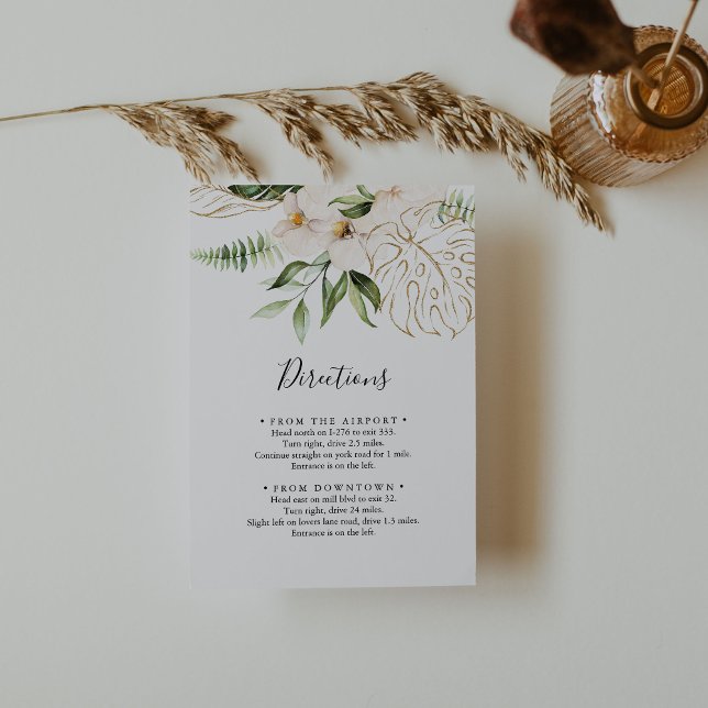 Tarjeta De Recepción Direcciones de Boda floral de follaje tropical de  (Subido por el creador)