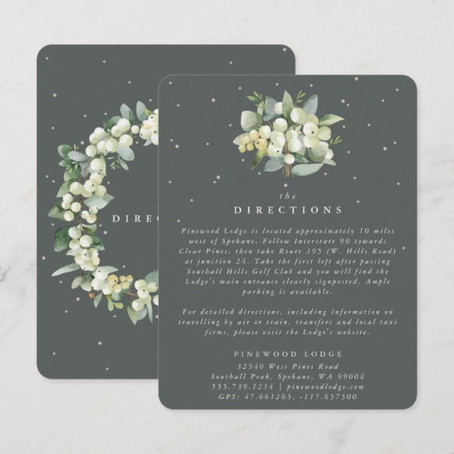 Tarjeta De Recepción Direcciones de Bouquet Gris Green Snowberry+Eucaly (Anverso / Reverso)