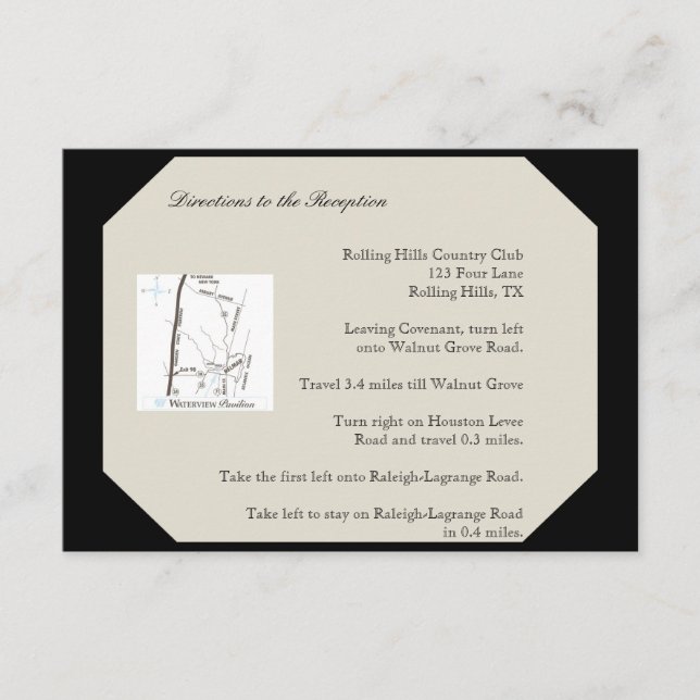 Tarjeta De Recepción Direcciones de casamiento de damasco de marfil neg (Anverso)