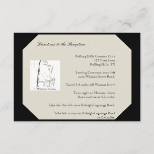 Tarjeta De Recepción Direcciones de casamiento de damasco dorado y negr