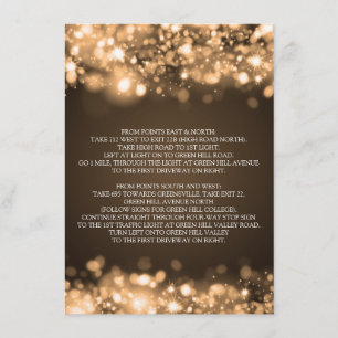 Tarjeta De Recepción Direcciones de Conducción para Bodas Luces Brillan