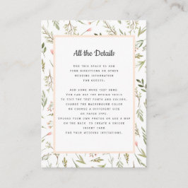 Tarjeta De Recepción Direcciones de detalles del BODA Airy Pink Wildflo