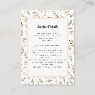 Tarjeta De Recepción Direcciones de detalles del BODA Airy Pink Wildflo