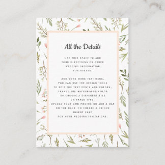 Tarjeta De Recepción Direcciones de detalles del BODA Airy Pink Wildflo