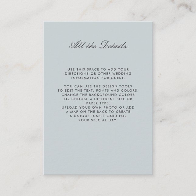Tarjeta De Recepción Direcciones de detalles del BODA monocromo azul gr (Anverso)