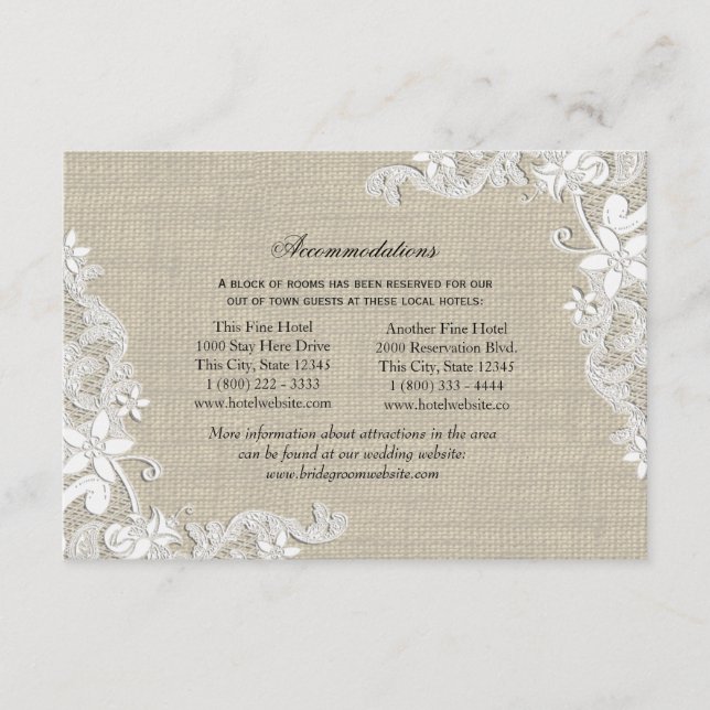 Tarjeta De Recepción Direcciones de encaje y raspado Insertar (Anverso)