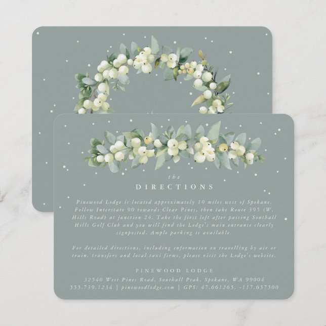 Tarjeta De Recepción Direcciones de Garland Seafoam Snowberry+Eucalyptu (Anverso / Reverso)