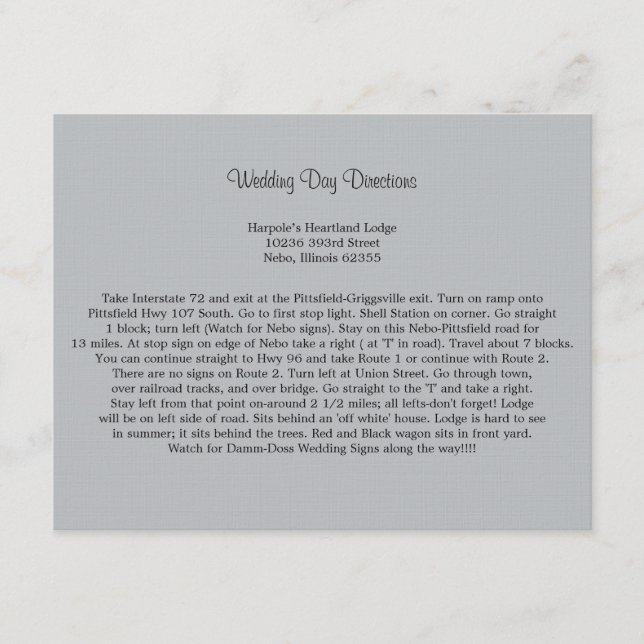 Tarjeta De Recepción Direcciones de gris suave (Anverso)