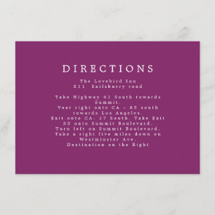 Tarjeta De Recepción Direcciones de información adicional de la boda mo