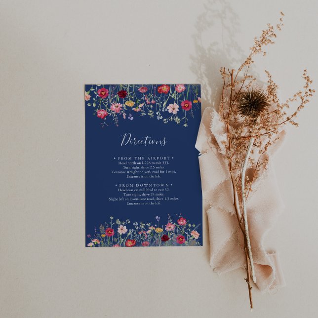 Tarjeta De Recepción Direcciones del Boda de flores silvestres Boho Mul (Subido por el creador)