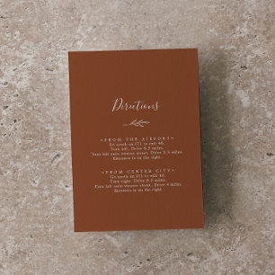 Tarjeta De Recepción Direcciones mínimas de terracota de hojas