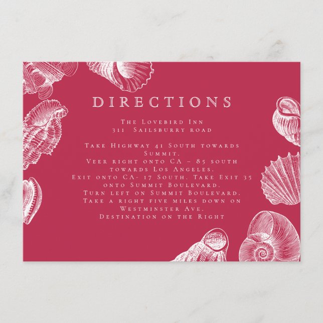 Tarjeta De Recepción Direcciones modernas del Viva Magenta Beach Sea Sh (Anverso)