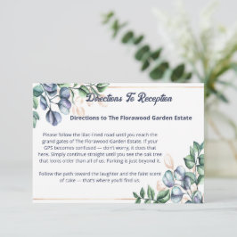 Tarjeta De Recepción Direcciones para la Boda de Armonía de Flores Silv