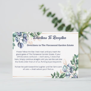 Tarjeta De Recepción Direcciones para la Boda de Armonía de Flores Silv