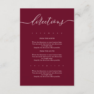 Tarjeta De Recepción Direcciones simples Bodas de Borgoña