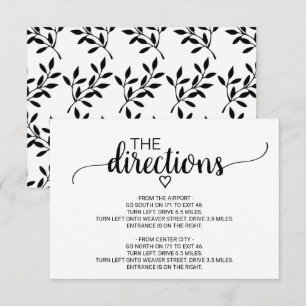 Tarjeta De Recepción Direcciones simples de caligrafía en negro Inserta