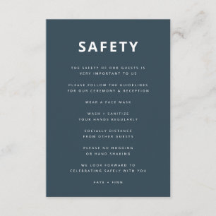 Tarjeta De Recepción Directrices de seguridad   Boda Escándalo Azul Cov