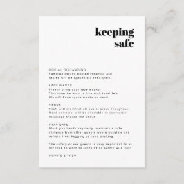 Tarjeta De Recepción Directrices de seguridad de Covid | Boda retro mod