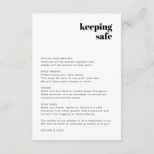 Tarjeta De Recepción Directrices de seguridad de Covid   Boda retro mod