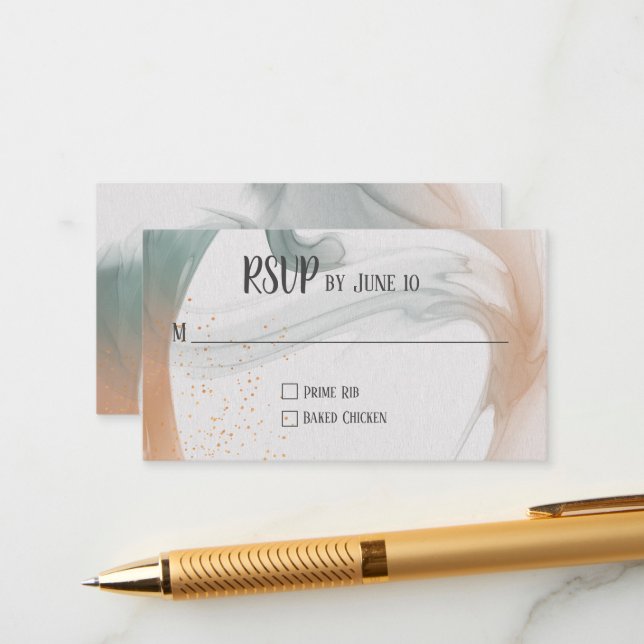 Tarjeta De Recepción Diseño abstracto neutral de RSVP (Anverso/Reverso In Situ)