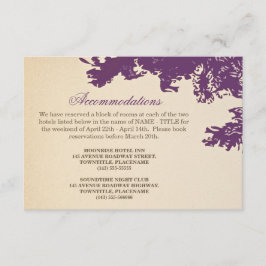 Tarjeta De Recepción diseño de alojamiento de bodas vintage de plum old