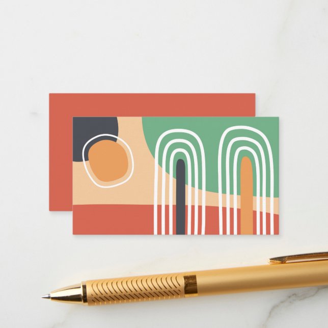 Tarjeta De Recepción Diseño de arte orgánico abstracto a la moda (Anverso/Reverso In Situ)