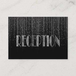 Tarjeta De Recepción Diseño de Boda negro y ducha Silver Star