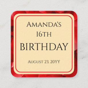Tarjeta De Recepción Diseño de cristal abstracto rojo Cumpleaños Texto