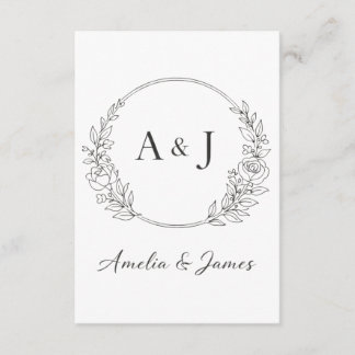 Tarjeta De Recepción Diseño de iniciales personalizadas