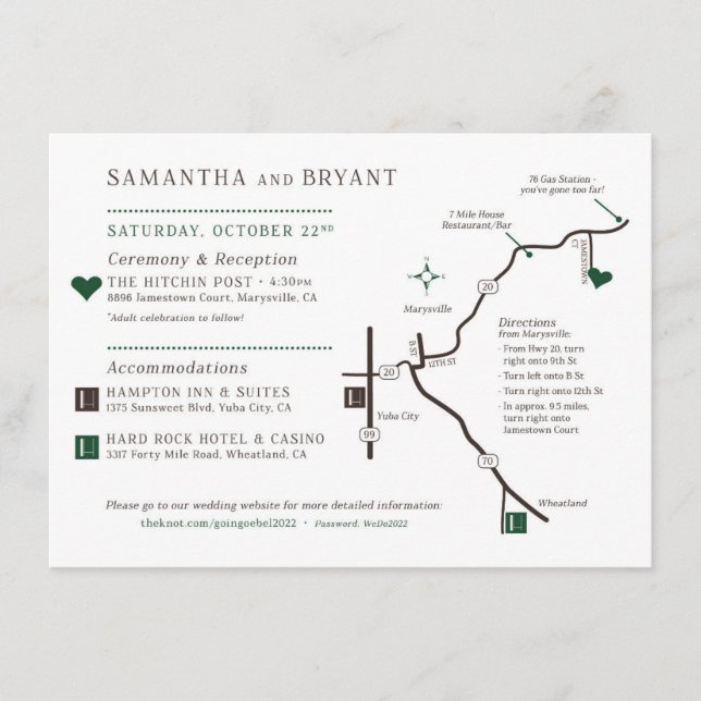 Tarjeta De Recepción Diseño de mapas personalizado - Para Samantha (Anverso)