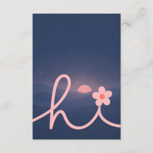 Tarjeta De Recepción Diseño de puesta de sol de "hi" Script Mountain