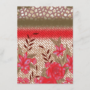 Tarjeta De Recepción Diseño de tejidos intrincados con motivos florales