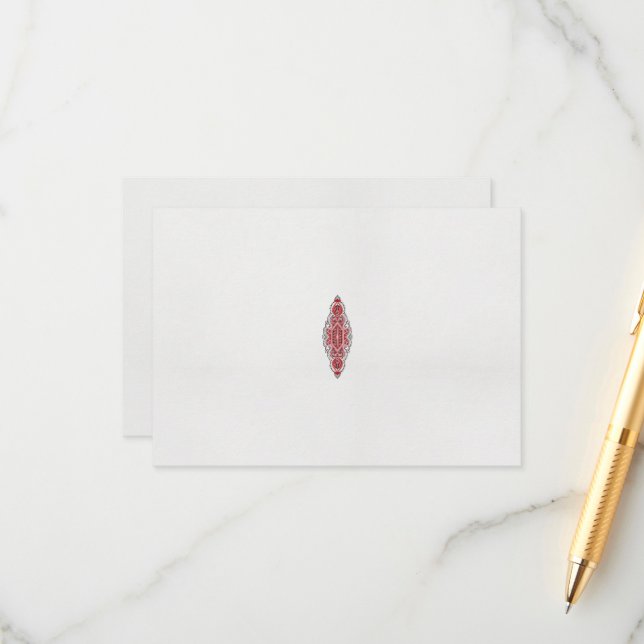 Tarjeta De Recepción diseño de un patrón rojo y blanco (Anverso/Reverso In Situ)