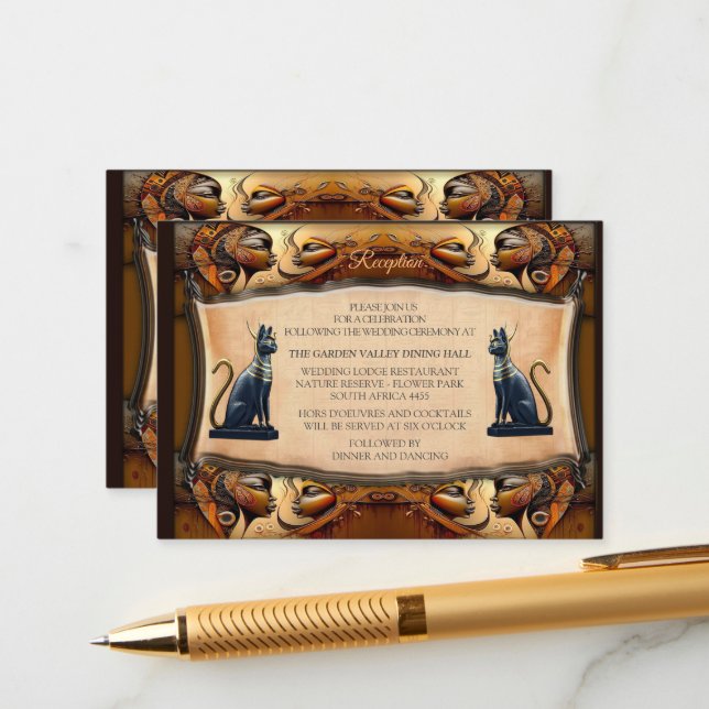 Tarjeta De Recepción Diseño egipcio, islámico, árabe y africano moderno (Anverso/Reverso In Situ)