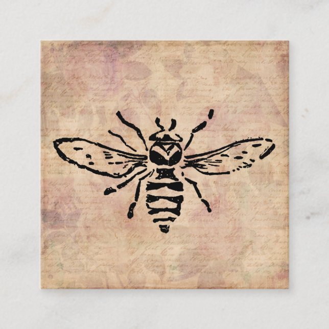 Tarjeta De Recepción Diseño floral de flores de Rosa de abeja de época (Anverso)