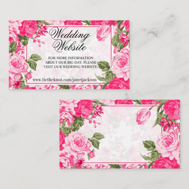 Tarjeta De Recepción Diseño floral rosado - Crea tu propio (Anverso / Reverso)