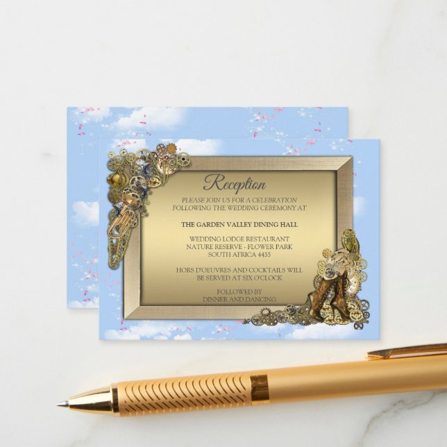 Tarjeta De Recepción Diseño gráfico Steampunk sobre la ilusión del tiem (Anverso/Reverso In Situ)