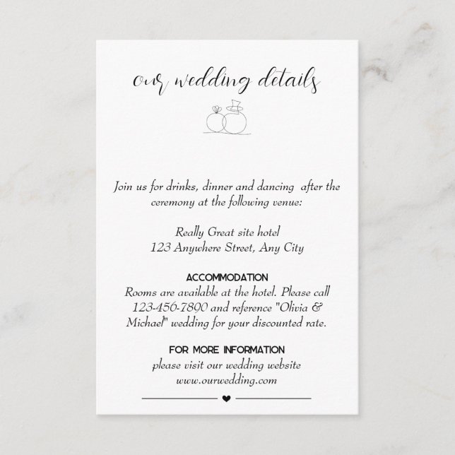 Tarjeta De Recepción Diseño minimalista elegante (Anverso)