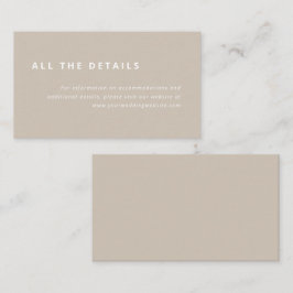 Tarjeta De Recepción Diseño mínimo | Beige con detalles del Boda blanco