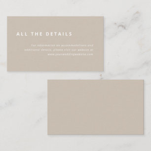 Tarjeta De Recepción Diseño mínimo   Beige con detalles del Boda blanco