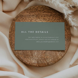Tarjeta De Recepción Diseño mínimo | Detalles del Boda verde sabio