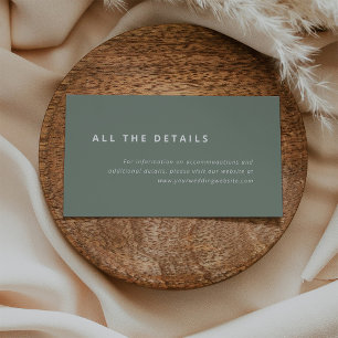 Tarjeta De Recepción Diseño mínimo   Detalles del Boda verde sabio