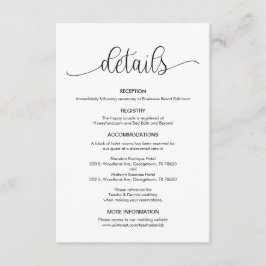 Tarjeta De Recepción Diseño moderno con letras de mano negra, detalles 