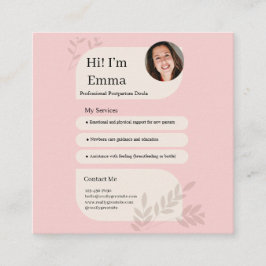 Tarjeta De Recepción Diseño Profesional de Doula Postparto Rosa Rubor