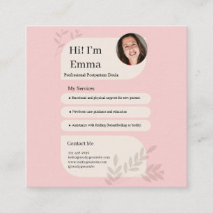 Tarjeta De Recepción Diseño Profesional de Doula Postparto Rosa Rubor