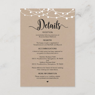 Tarjeta De Recepción Diseño Rústico de cadenas de granja, detalles del