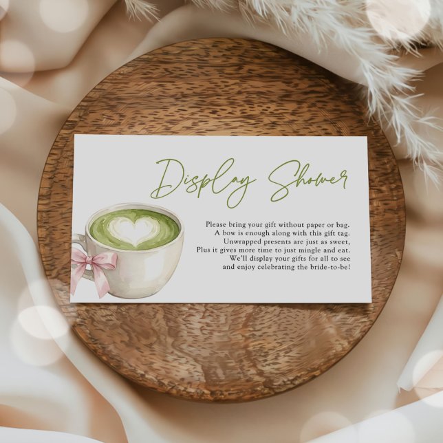 Tarjeta De Recepción Display Shower Green Matcha Latte Bridal Shower (Subido por el creador)